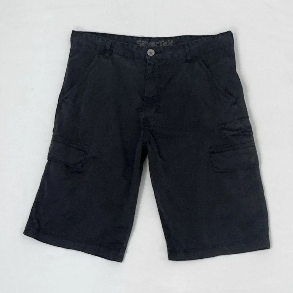 Vintage Levis Silvertab Cargo Shorts Black Baggy Skate 90s Mens Size 34